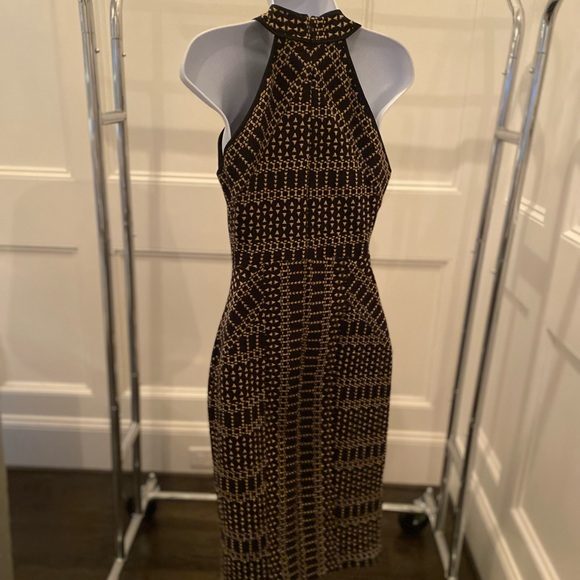 BCBGMaxAzria Black and Gold Midi Dress - Picture 3 of 5